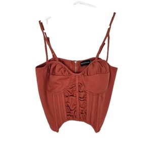 Pretty Little Thing Rust Crop Corsette Zip Back Size Us 8 Sexy Coquette Charmed